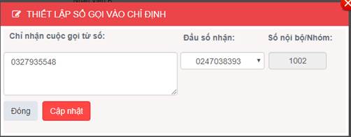 thiết lập số gọi vào chỉ định