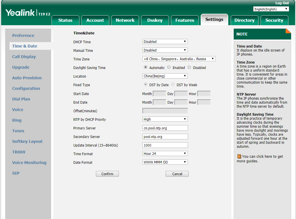 chỉnh sửa thời gian: Trong một số trường hợp, điện thoại IP Yealink 