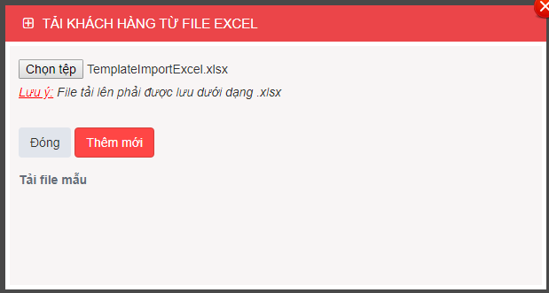 tải khách hàng từ file excel