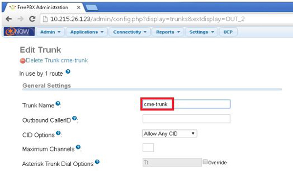 Điền CME-Trunk vào Trunk Name tại phần Edit Trunk